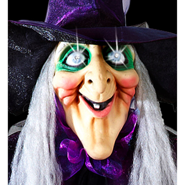 Halloween Puppe Hexe mit Licht, Sound und Bewegung 1,83m