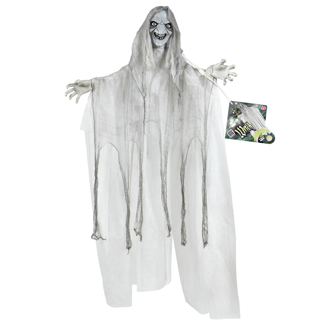 Halloween Puppe Hexe mit Licht und Sound 1,53m