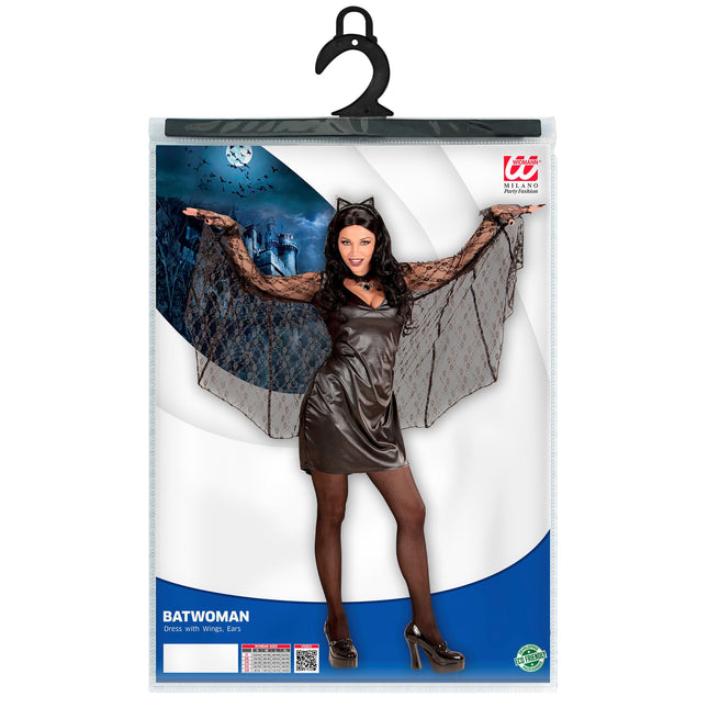 Halloween Kleid Schwarz Damen Fledermaus