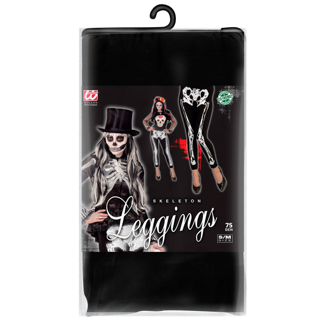 Halloween Legging Schwarz Weiß Skelett