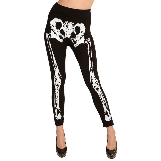Halloween Legging Schwarz Weiß Skelett