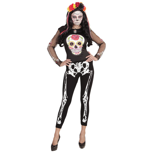 Halloween Legging Schwarz Weiß Skelett
