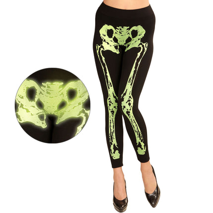 Halloween Legging Neongrünes Skelett