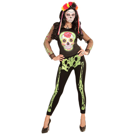 Halloween Legging Neongrünes Skelett