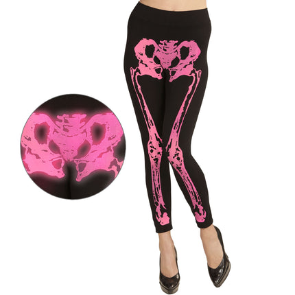 Halloween Legging Rosa Skelett