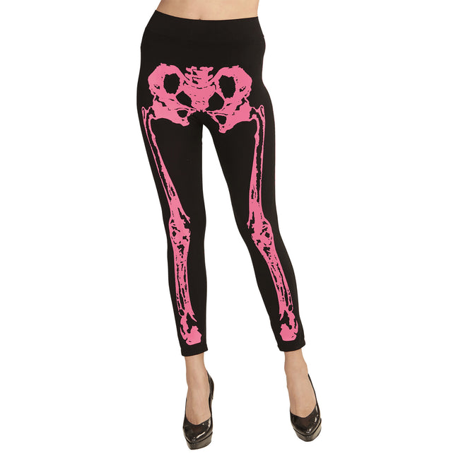 Halloween Legging Rosa Skelett