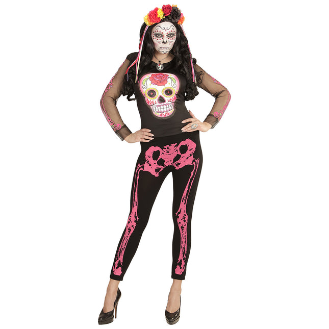 Halloween Legging Rosa Skelett