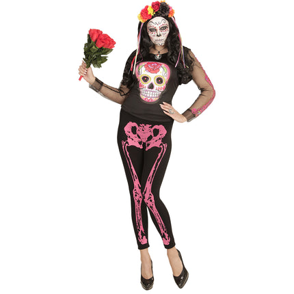 Halloween Legging Rosa Skelett