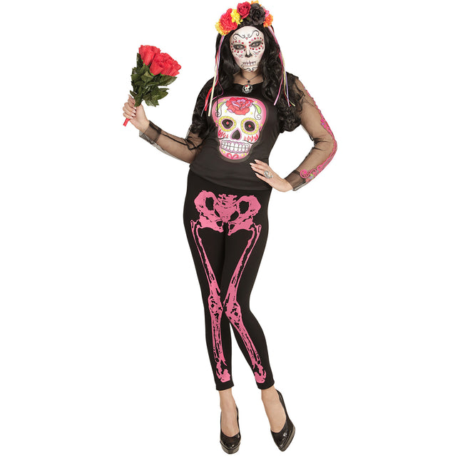 Halloween Legging Rosa Skelett