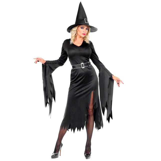 Halloween Kleid Schwarz Damen Hexe 3 Stück