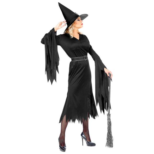 Halloween Kleid Schwarz Damen Hexe 3 Stück