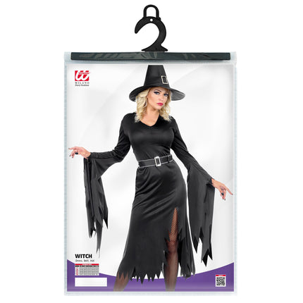 Halloween Kleid Schwarz Damen Hexe 3 Stück