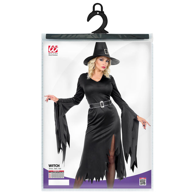 Halloween Kleid Schwarz Damen Hexe 3 Stück