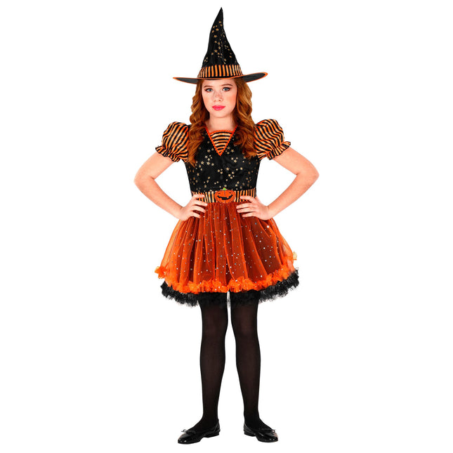 Halloween Kleid Schwarz Orange Mädchen Hexe