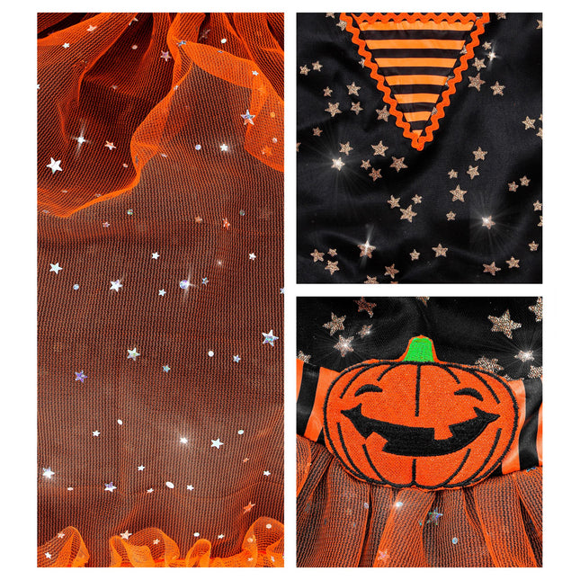Halloween Kleid Schwarz Orange Mädchen Hexe