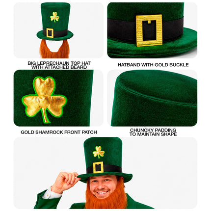St. Patrick’s Day-Hut mit Bart, 25 cm