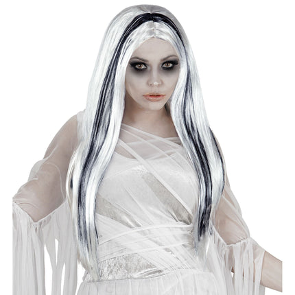 Halloween Perücke Weiß Schwarz Geist