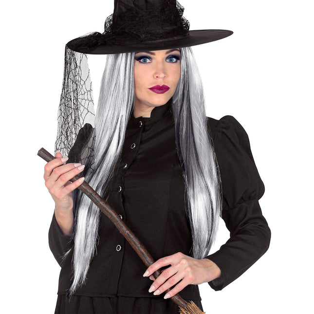 Halloween Perücke Weiß Schwarz Geist