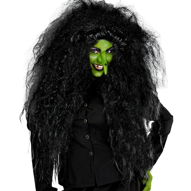 Halloween Perücke Schwarz Damen Hexe