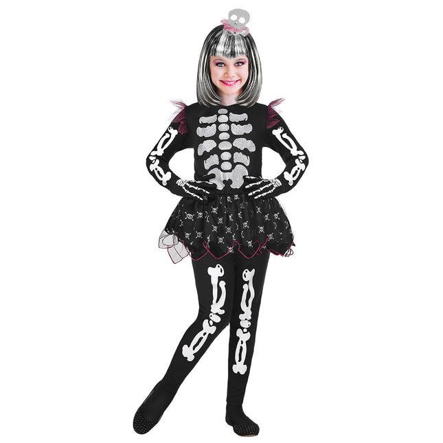 Halloween Kostüm Mädchen Skelett 4 Stück