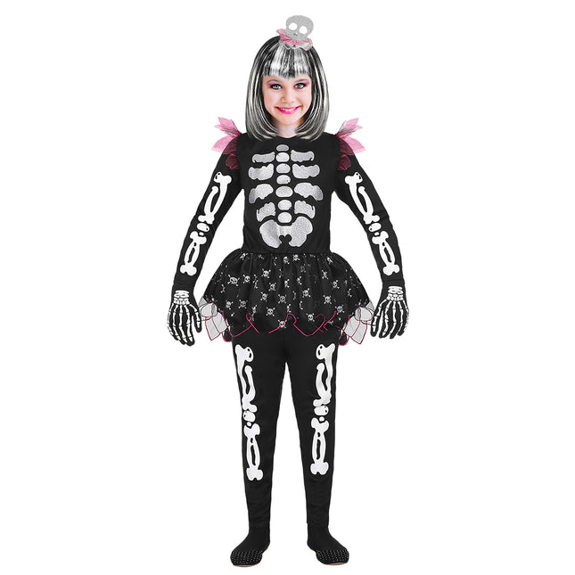Halloween Kostüm Mädchen Skelett 4 Stück