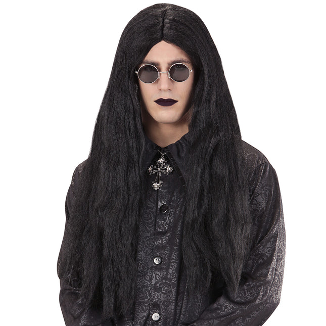 Halloween Perücke Schwarz Langes Haar Vampir