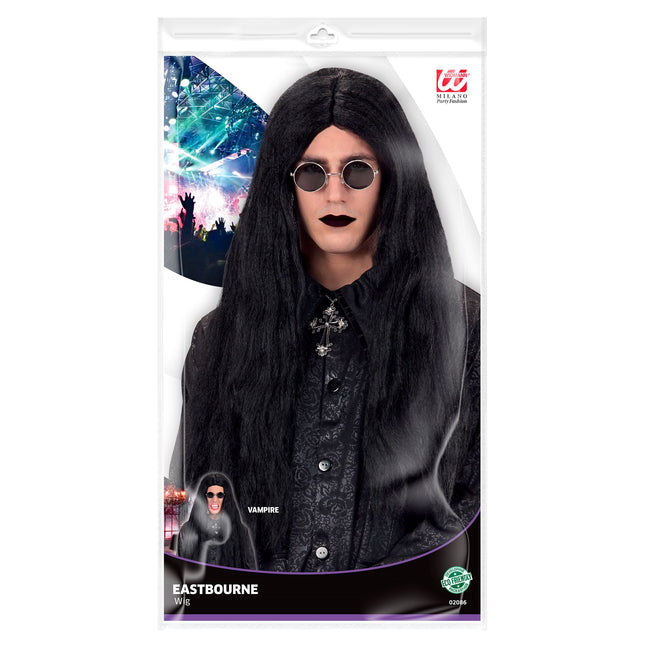 Halloween Perücke Schwarz Langes Haar Vampir