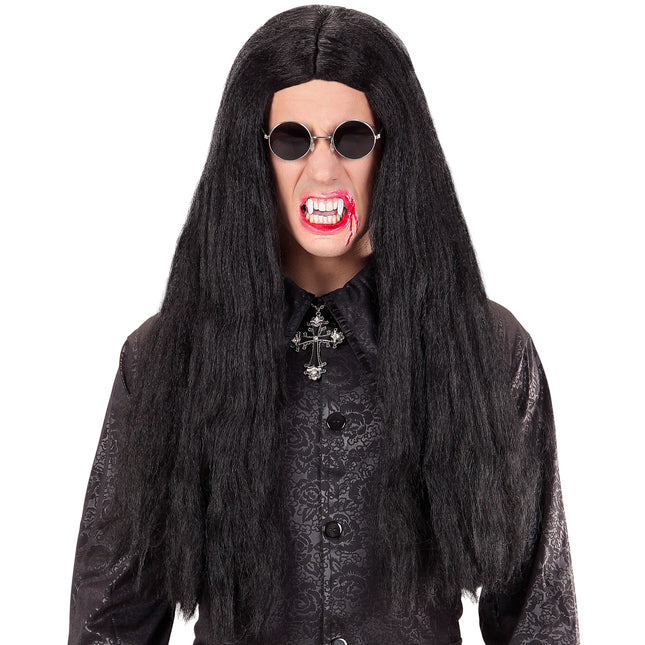 Halloween Perücke Schwarz Langes Haar Vampir