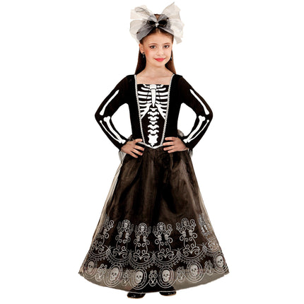 Halloween Kleid Schwarz Kind Skelett
