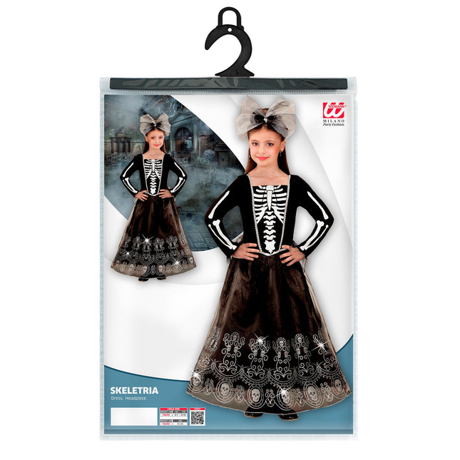 Halloween Kleid Schwarz Kind Skelett