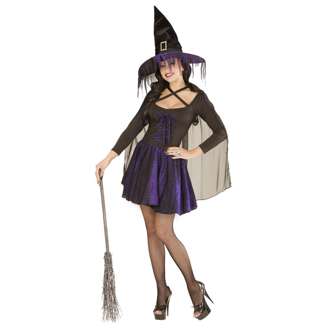 Halloween Kleid Schwarz Lila Hexe