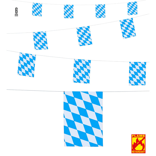 Oktoberfest Girlande Blau Weiß Feuerhemmend 6m