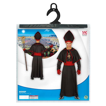 Bischofskostüm Schwarz Rot 4-teilig