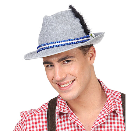 Oktoberfestmütze Tiroler Grau mit Edelweiß