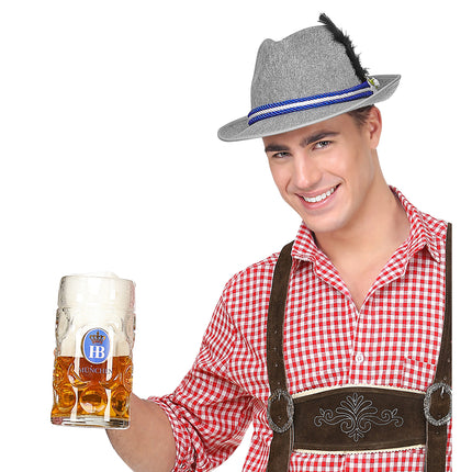 Oktoberfestmütze Tiroler Grau mit Edelweiß