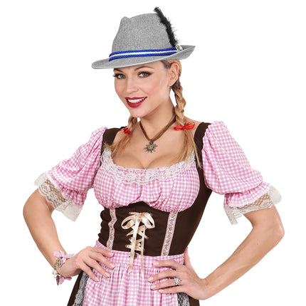 Oktoberfestmütze Tiroler Grau mit Edelweiß
