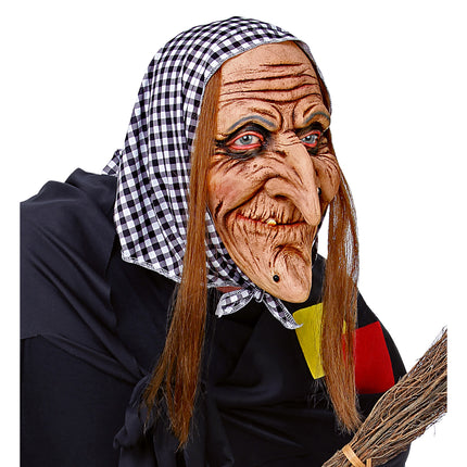 Halloween Maske Hexe mit Haar