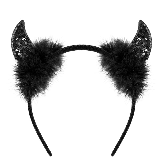 Halloween Haarband Schwarzer Teufel Glitzer