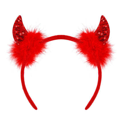 Halloween Haarband Red Devil Glitter