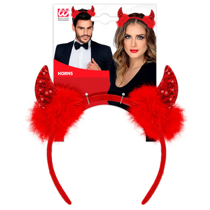 Halloween Haarband Red Devil Glitter