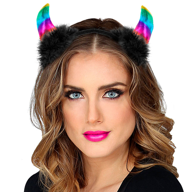 Halloween Haarband Regenbogenteufel