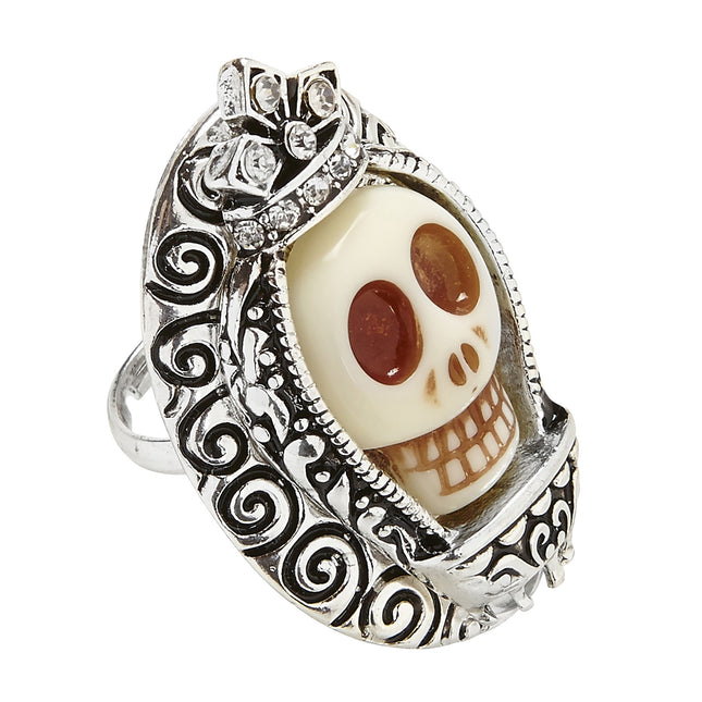Halloween Ring Silberner Totenkopf
