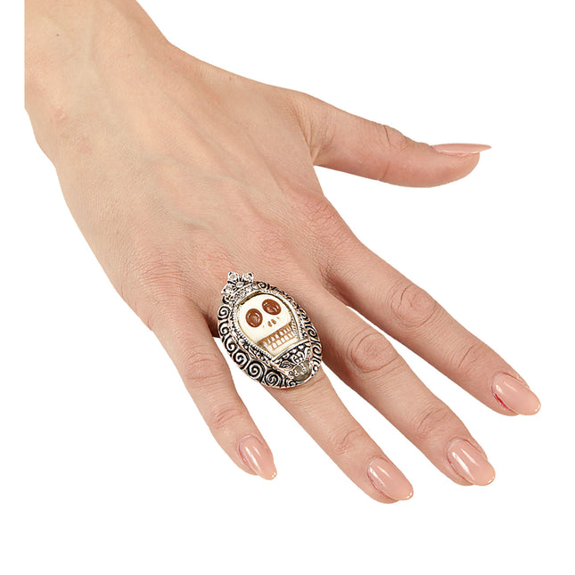 Halloween Ring Silberner Totenkopf