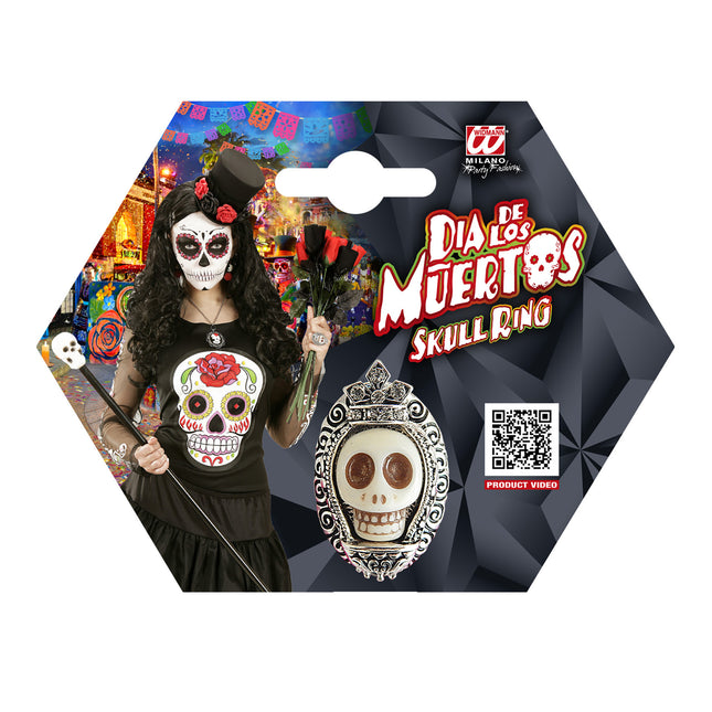 Halloween Ring Silberner Totenkopf