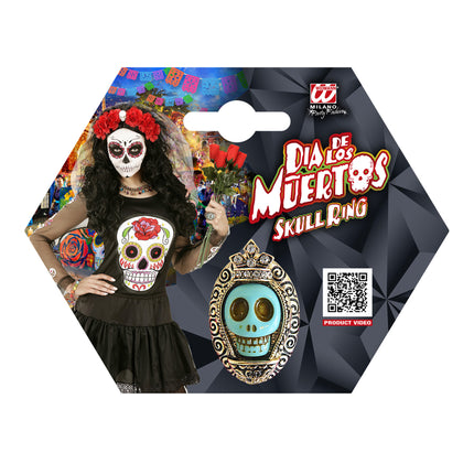Halloween Ring Blauer Totenkopf