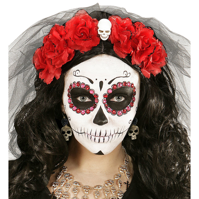 Halloween Ohrringe Gold Schwarzer Totenkopf