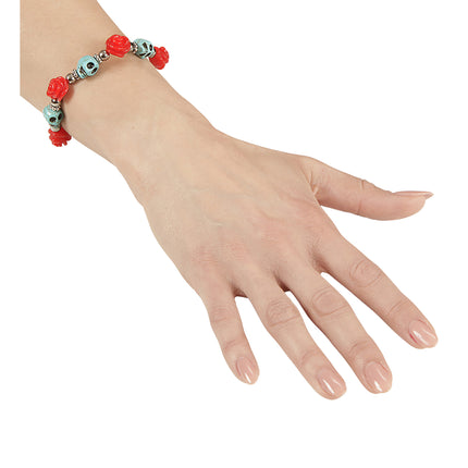 Halloween Armband Rot Blau Totenkopf