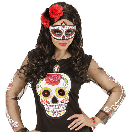 Halloween Armband Rot Blau Totenkopf