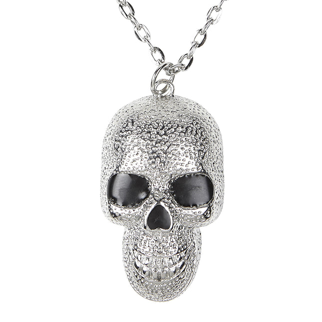 Halloween Halskette Silberner Totenkopf