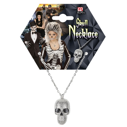 Halloween Halskette Silberner Totenkopf